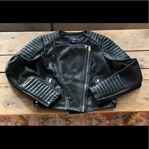 Vintage Style Moto Cafe Racer Real Leather Jacket size 6 NWOT